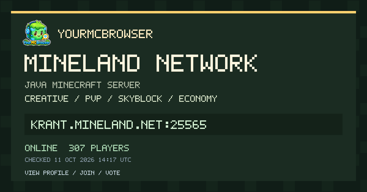Server Descriptions Java Minecraft Mineland Network Minecraft Server – IP, Status & Players | YourMCBrowser
